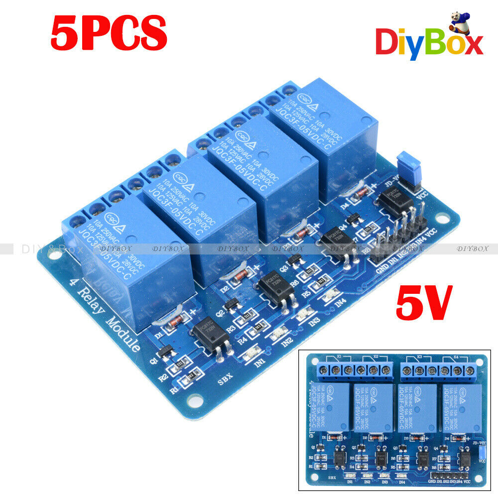 [5PCS] DC5V 4 Channel Relay Board Module Optocoupler for Arduino PIC ARM AVR DSP