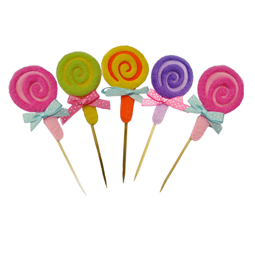 5pcs Lollipop Cake Topper Embellishments Cupcake Picks Party Supplies Decor