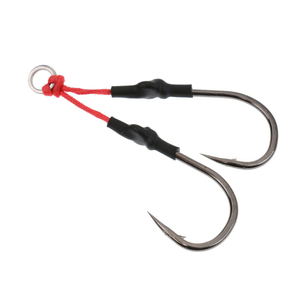 3X Fishing Dual Hook with PE Line Super Strong Jigging Jig Barbed Hooks 8