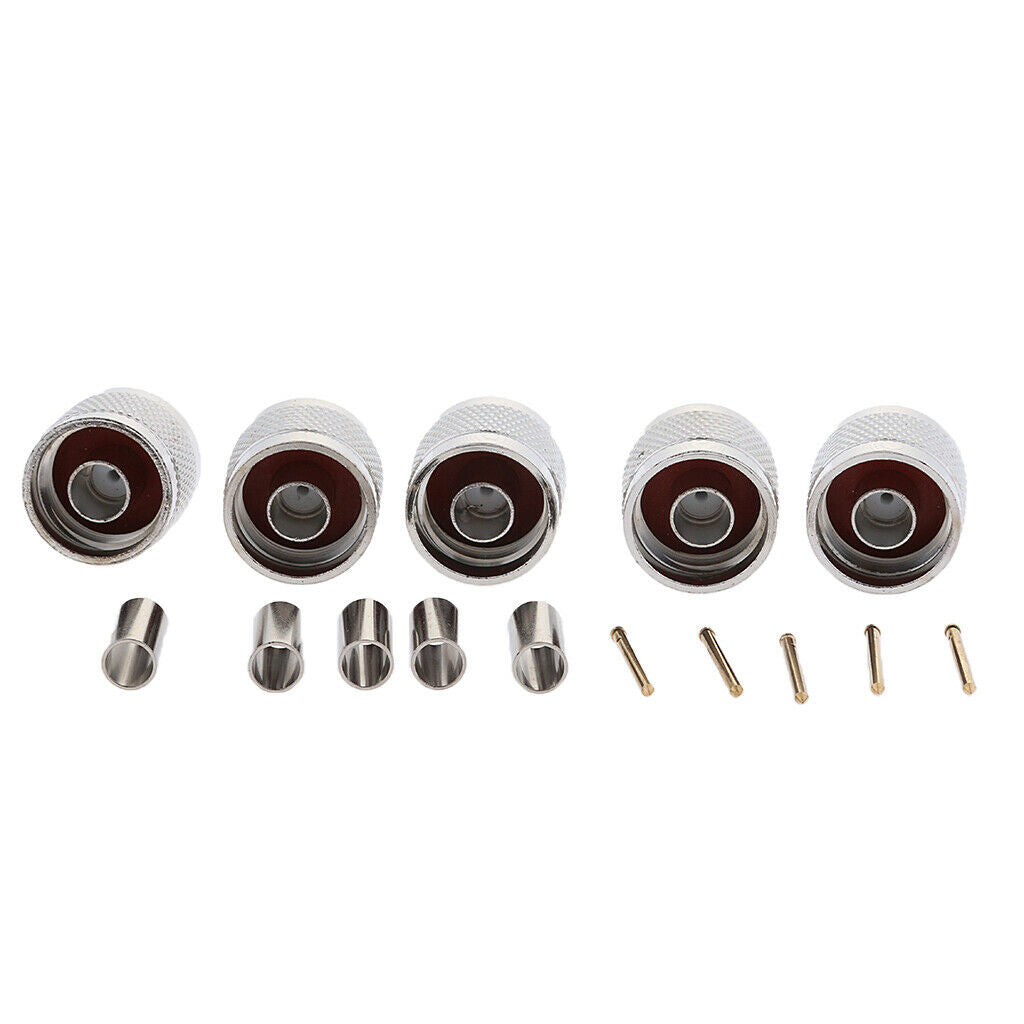 5Pieces BNC Male Plug Straight Crimp for RG58 RG142 Rf Adapter Connector