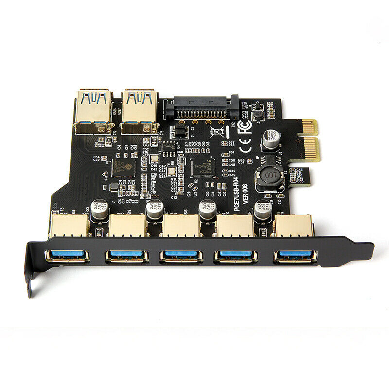 USB 3.0 PCI-E Expansion Card Adapter 7 Ports Hub Adapter External Controller