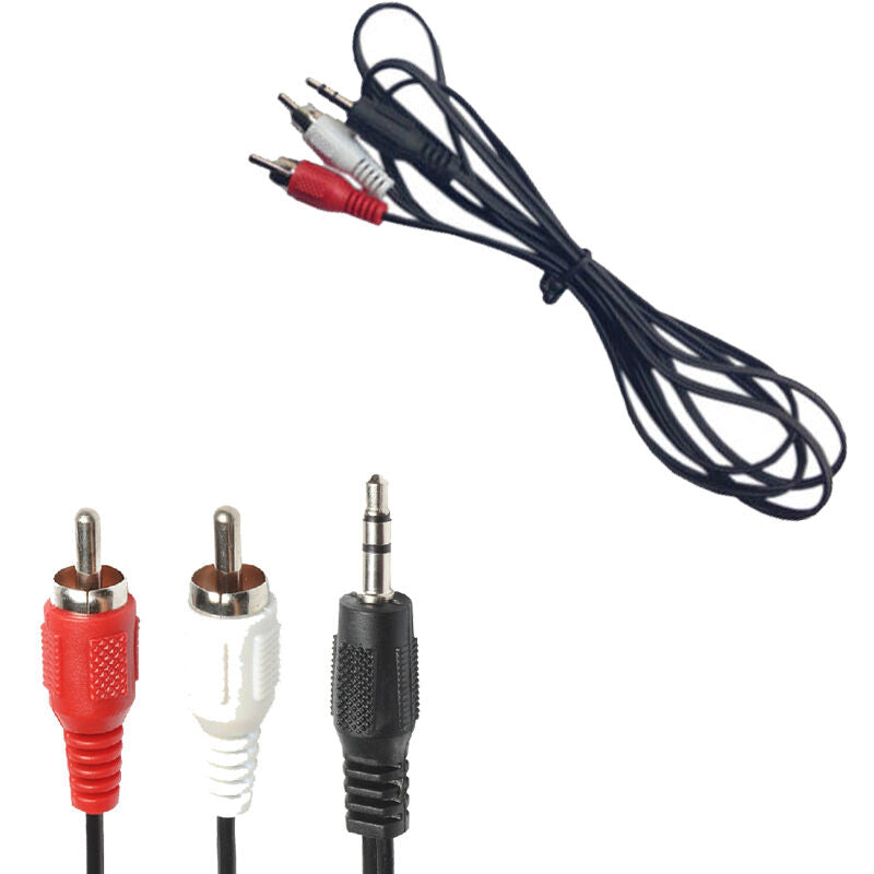 High Quality 3.5mm Stereo Male Plug to 2 RCA Audio Adapter Speaker Cable New