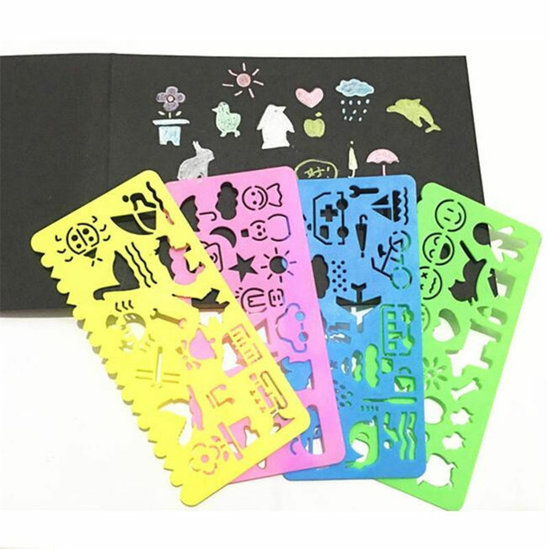 4pcs Children DIY Art Drawing Stencils Picture Painting Template Kit Set Gift