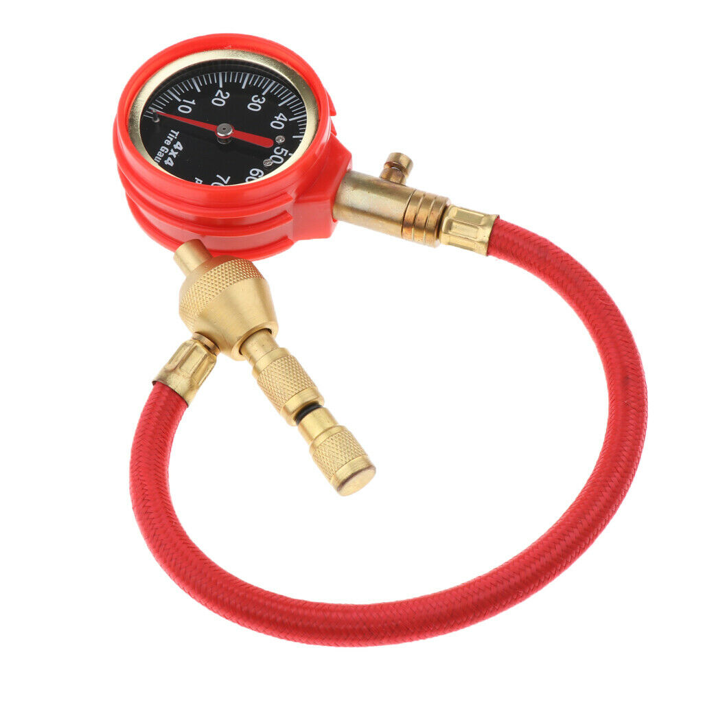 Tyre Pressure Gauge with Flexible Hose And Air Release Valve 5 - 70PSI YX-JP-098