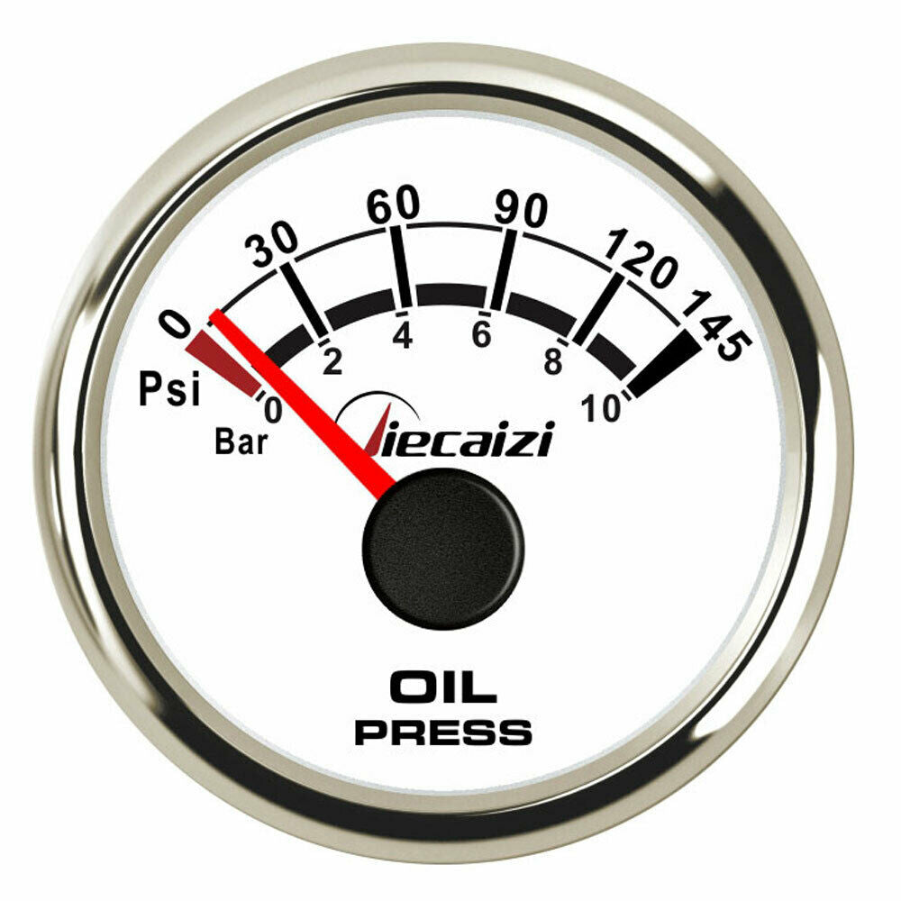 52mm 2-1/16â€³ white oil pressure gauge 10-184ohms 9-32V car truck marine blue led