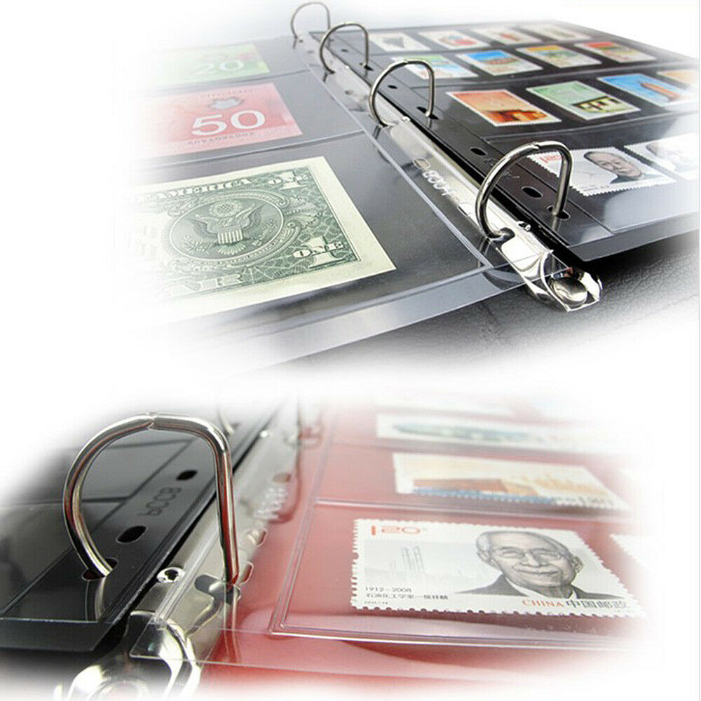 5Pcs 8 Grid Clear Double Sided Stamp Album Pages Coin Collection Storage Holder