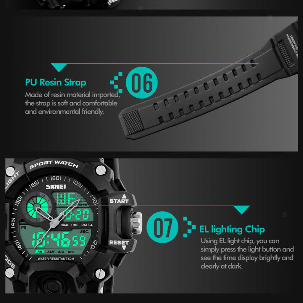 Mens Multi-Functional Sport Digital Watch 50m Water Resistant Blue