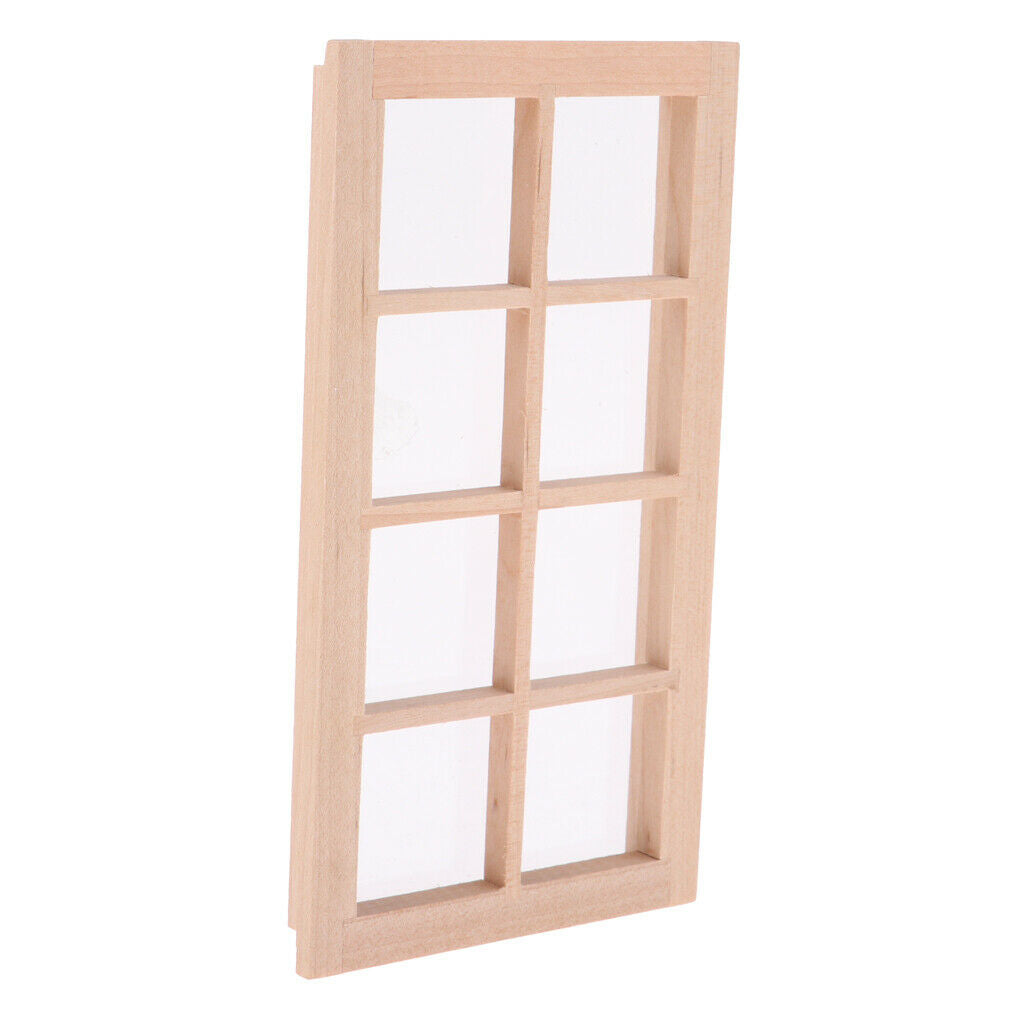 2 lot 1/12 Scale 8-Pane Door Window Frame for Bedroom Bathroom Kitchen