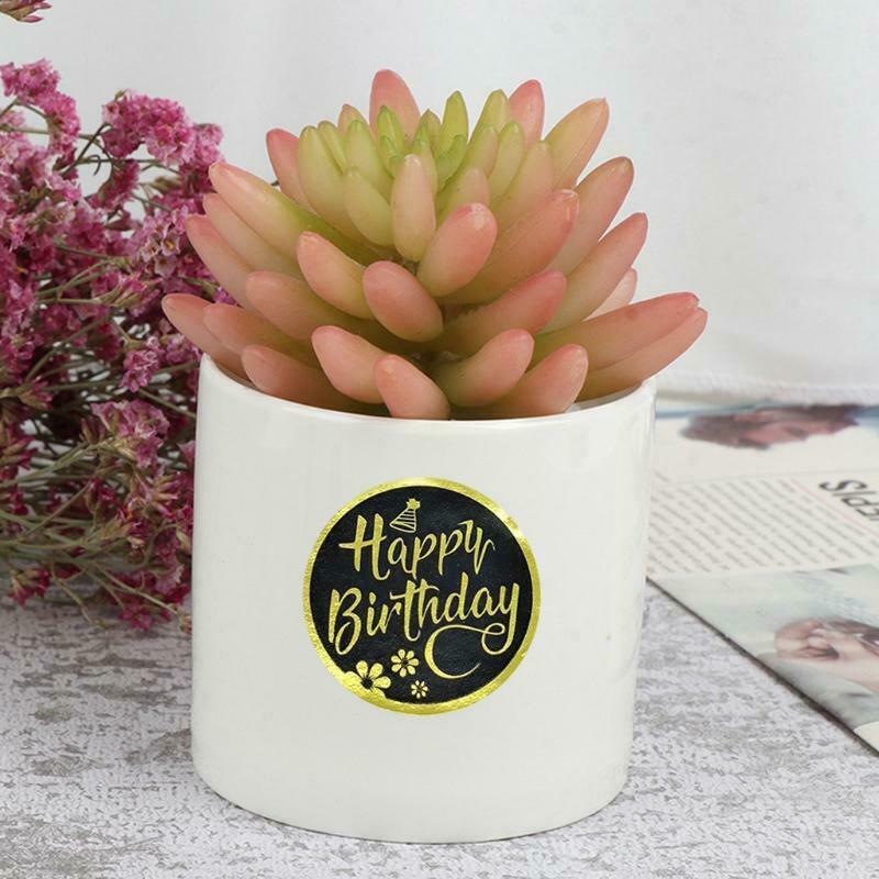 500pcs Bronzing Happy Birthday Stickers Round Seal Labels for Party Gift Decor
