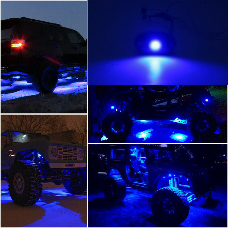 10x Blue LED Rock Lights Under Carriage Sand Rail Truck Trail Rig Lights