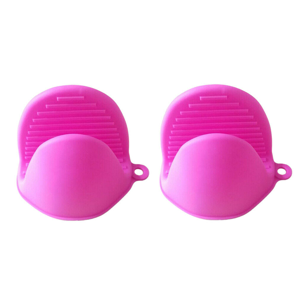 Rose Red & Green Silicone Gloves Heat Resistant Pot BBQ Mitt Hand Clip