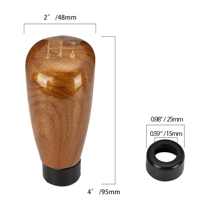 5-Speed Manual Transmission Wood Style Gear Shift Knob Shifter Stick Universal