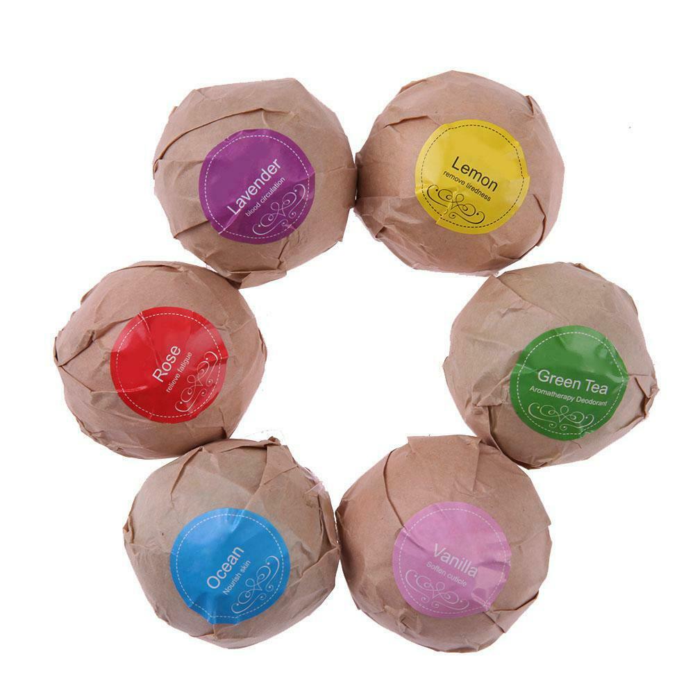 6pcs Sooth Natural Whiten Bubble Bath Salt Ball Essential Oil Shower Balls @