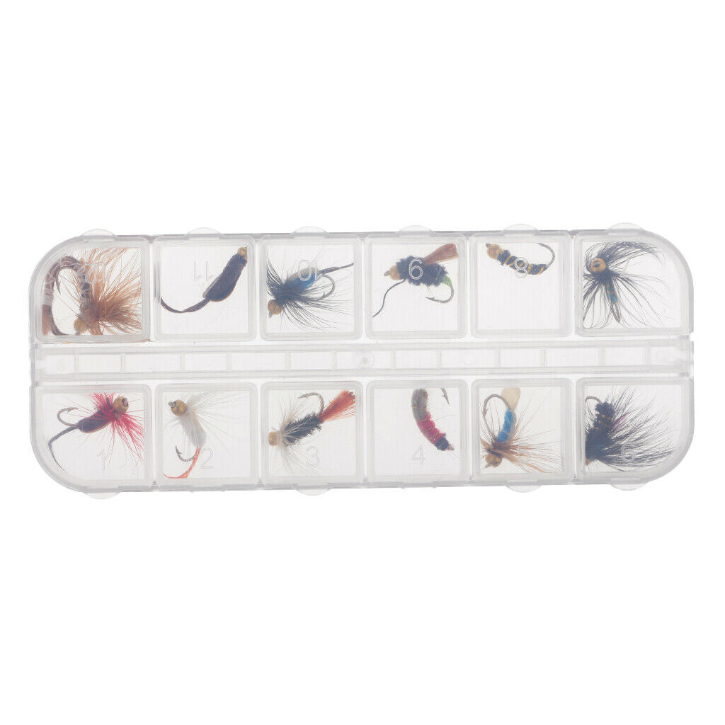 12 Pcs Assortment of Trout Flies Dry Flies for Fly Fishing Nymph Buzzers