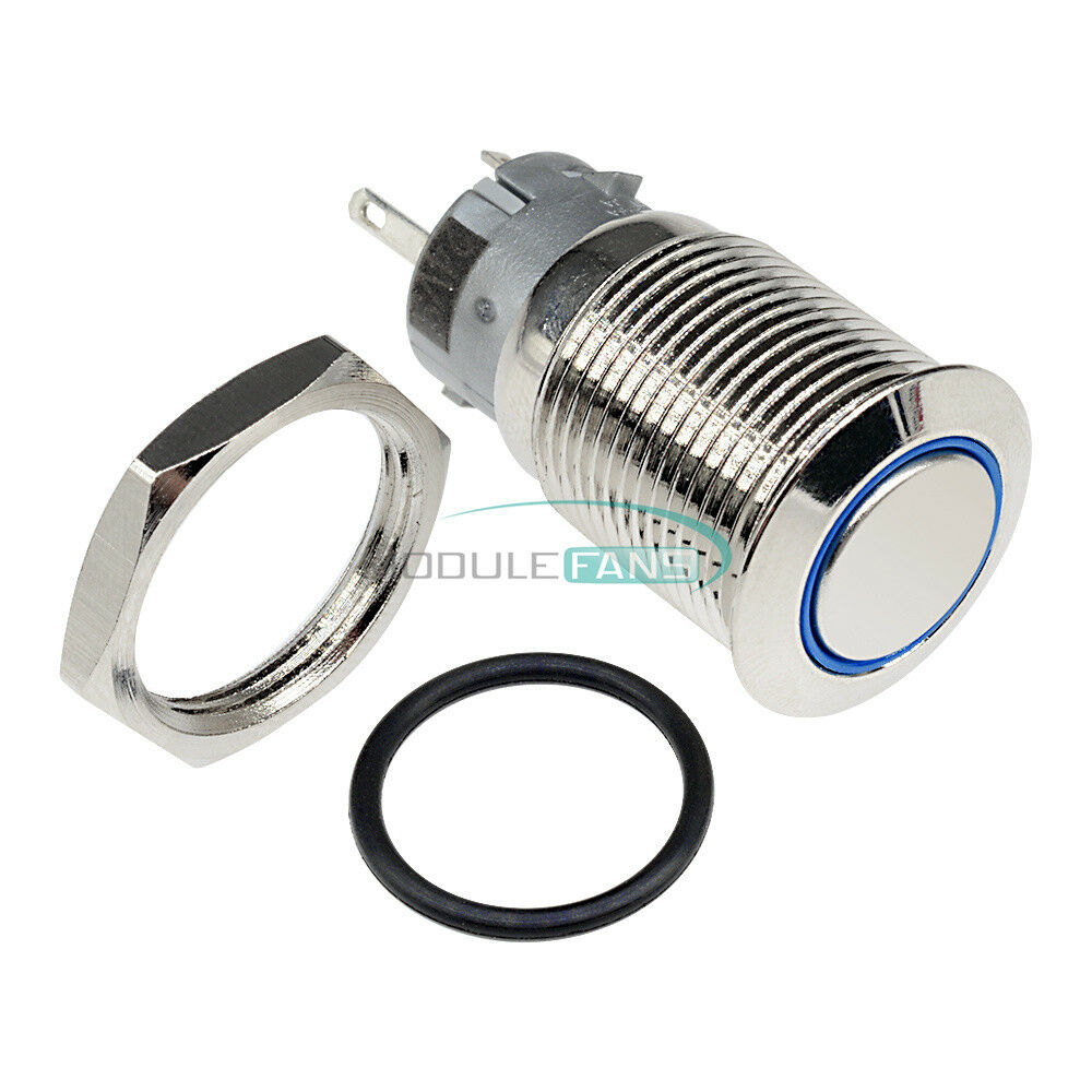 12V 5Pin 16mm DIY auto Push Power Button LED Angel Eye Push-buttons Metal MF