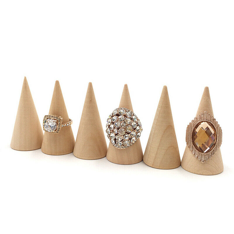 5 Pcs/Set Ring Organizer Wooden Cone Creative Ring Holder Jewelry Display Ho-CH