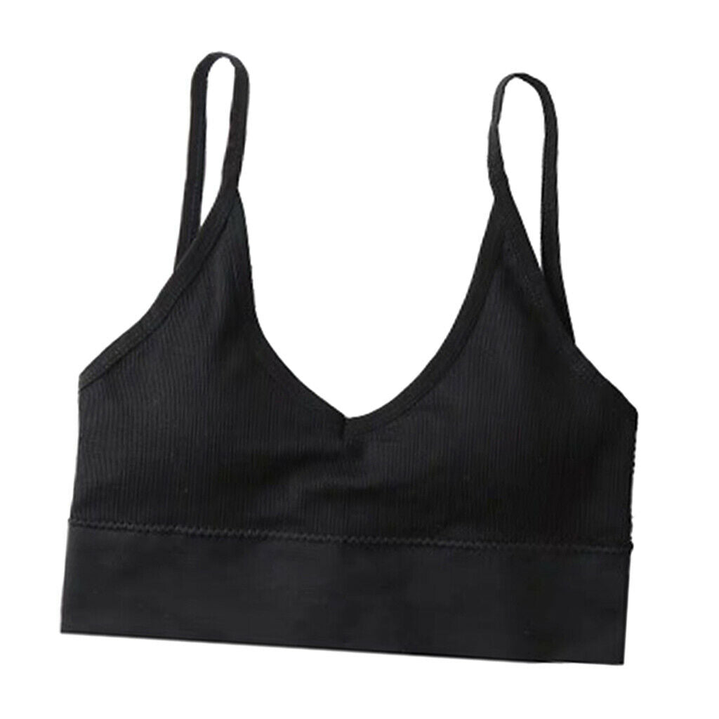 4Pcs/Set Women's V Neck Padded Bralette Seamless Crop Top Vest Sport Bra