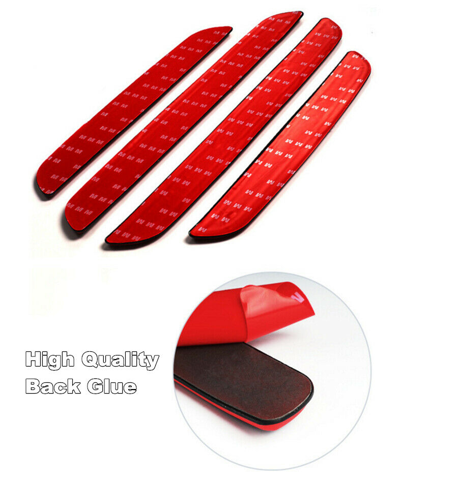 4PCS Carbon Fiber Car Door Scuff Sill Cover Panel Step Bumper Corner Protector