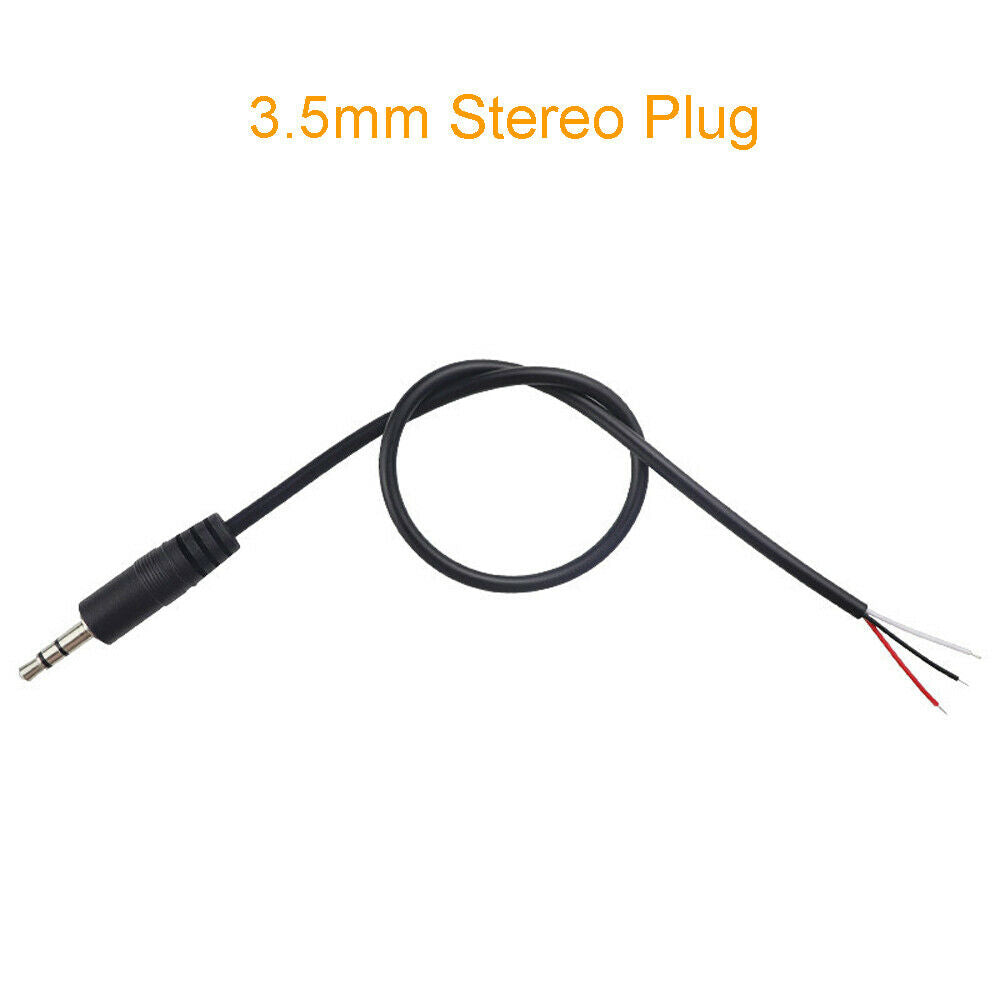 10pcs 30cm 1Ft Stereo Audio AUX Cord 3.5mm 1/8" Male 3 Wire DIY Pigtail Cable