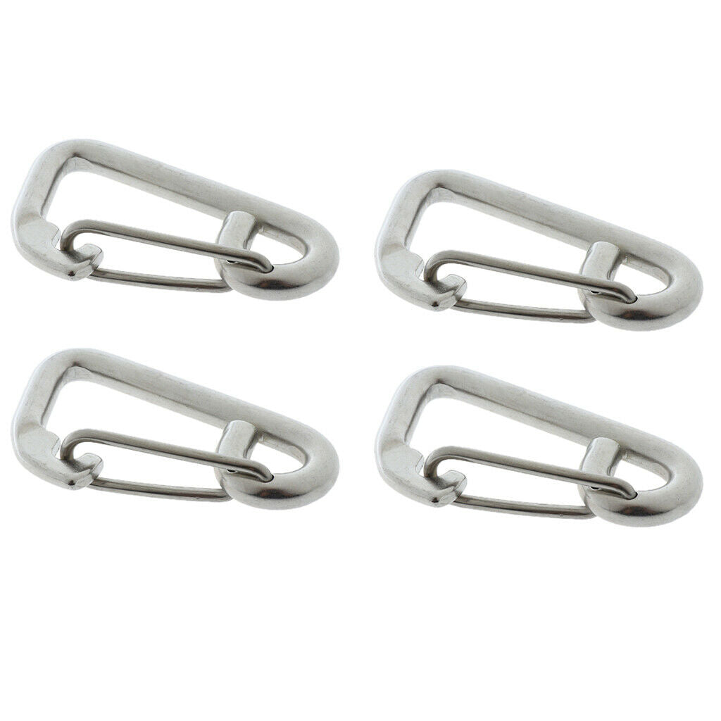 4x 6cm Marine Grade 304 Stainless Steel Spring Snap Hook Carabiner Climbing