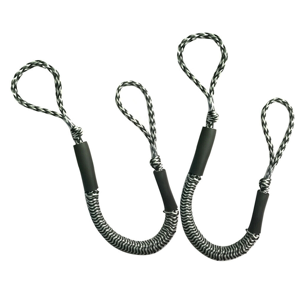 2x Bungee Dock Lines 4ft Stretches to 5.5ft for Boat Jet Ski Anchors Black 2