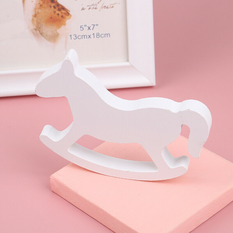 New Miniatures White Wooden Rocking Horse Trojan Home Decor Crafts Kids T.l8