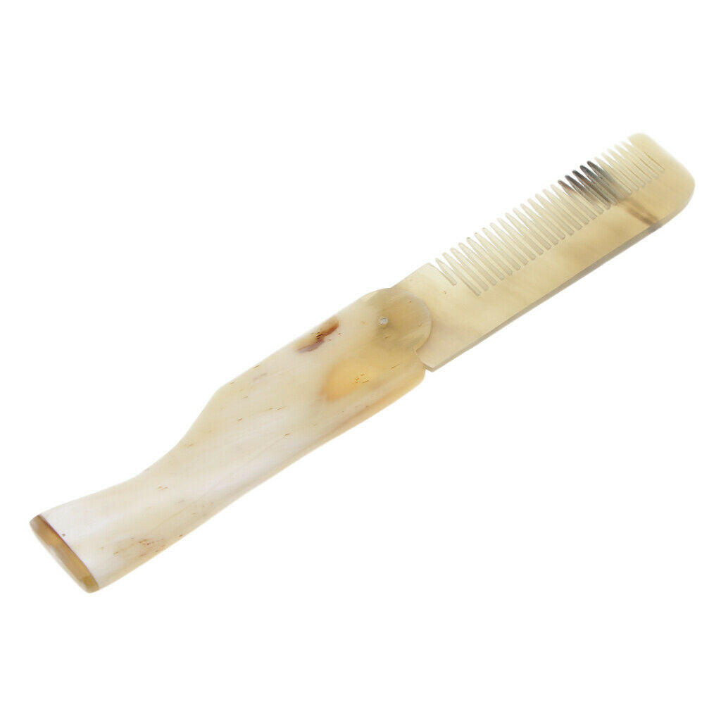 Personal Hair Comb Fine Tooth Ox Horn Foldable Hairbrush Pocket Massage Combs