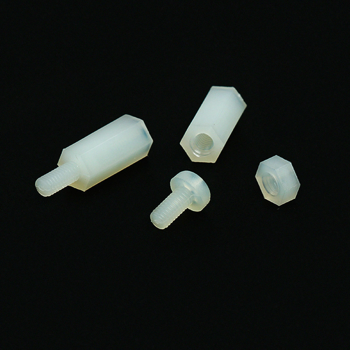 300Pcs M3 Hex Column Male-Female Standoff Spacers Screw Nuts Kit Box White Nylon