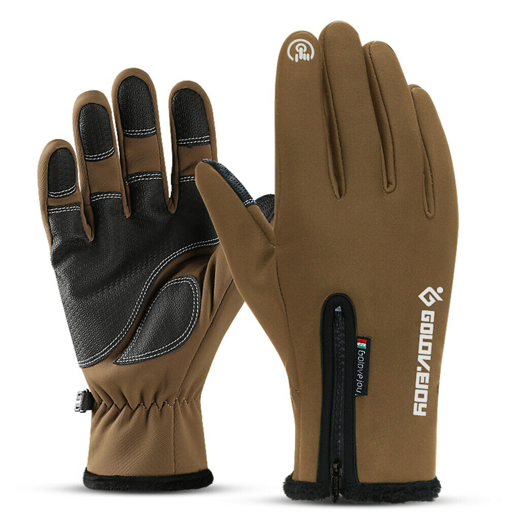Waterproof Bike Full Finger Gloves Touch Screen Gloves Brown Cycling Hunting