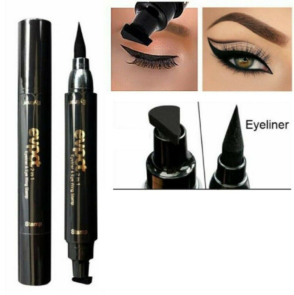 Double Head Liquid Eyeliner Pen Eye Liner Pencil Stamp Black Waterproof Make up