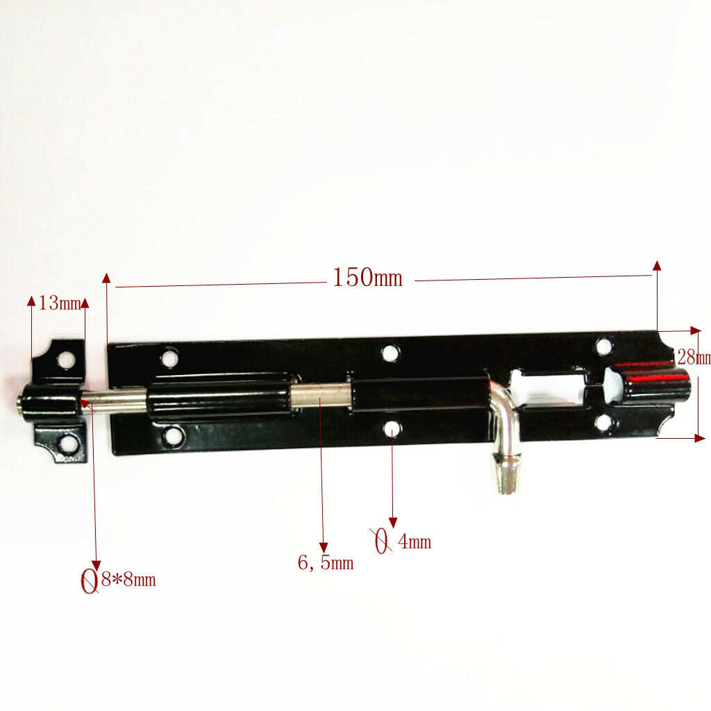 Black Slid Slip Bolt Heavy Duty Iron Garden Gate Shed Door Safety Latch Lock