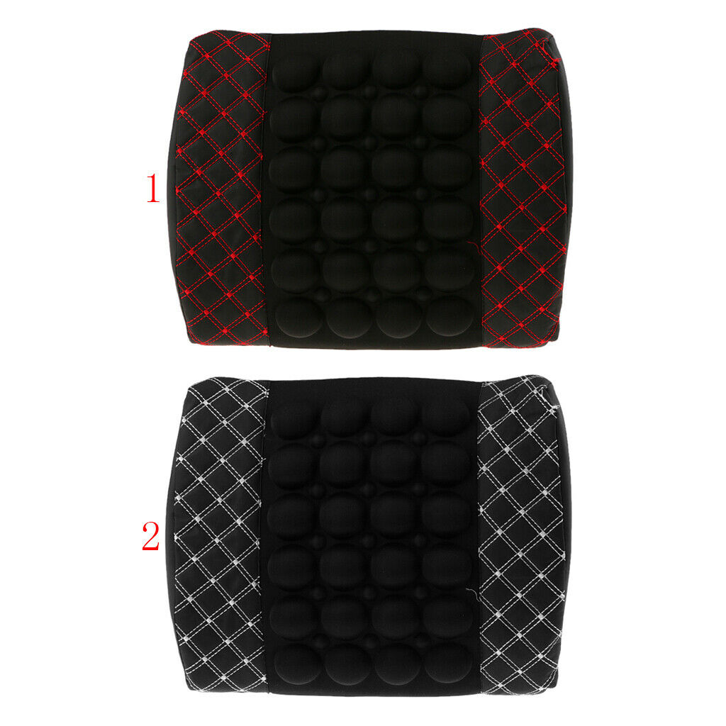 Lumbar Back Brace Massage Holder Support 12V Car Seat Chair Cushion White