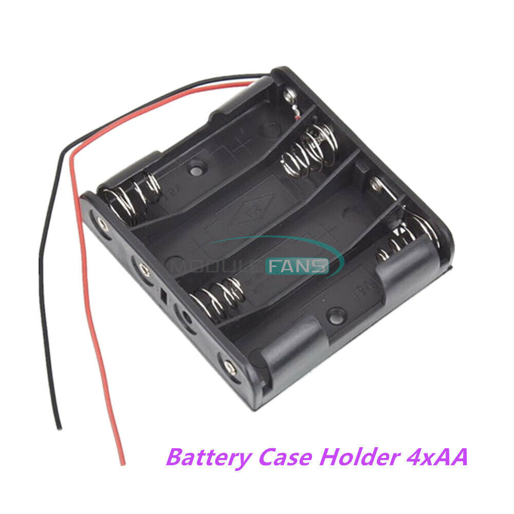 5PCS For 4 X AA 4xAA 2A 6.0V Wire Leads Plastic Battery Storage Case Box Holder