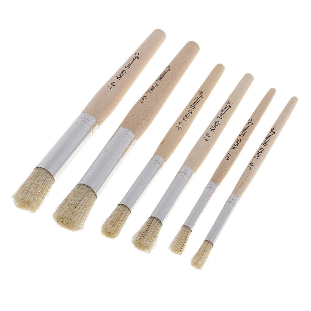6pcs/set Round Wooden Handle Bristle Hair Oil Acrylic Painting Brush Brushes