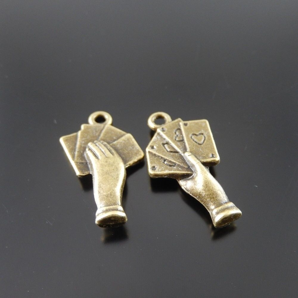 35 pcs Antiqued Bronze Playing Card Alloy Charm Pendant Poker Crafts 22*15*4mm