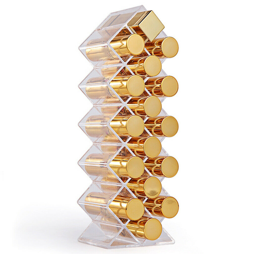 16 Plaid Refillable Display Holder Lipstick Rack Storage Box Organizer