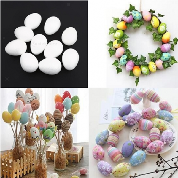 40x White Modelling Craft Polystyrene Foam Eggs Christmas Ball DIY Supply Crafts
