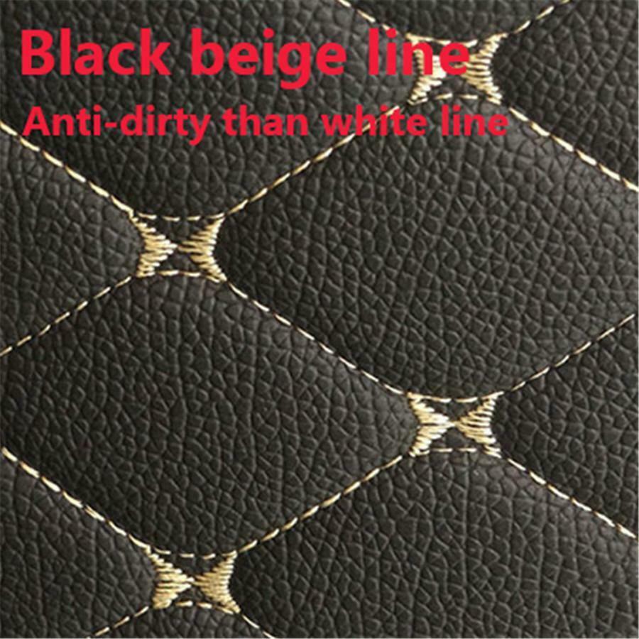 4x Black PU Leather Car Floor Mats Beige Line Waterproof Interior Universal
