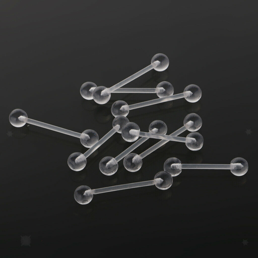 10pcs Acrylic Body Piercing Jewelry Eyebrow Tongue Bar Labret Lip Nose Rings