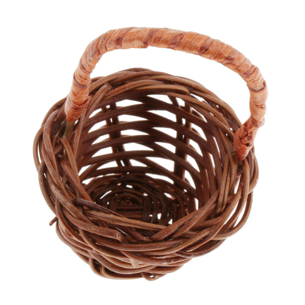 1/12th Miniatures Handmade Basket Container with Handle Simulation Furniture