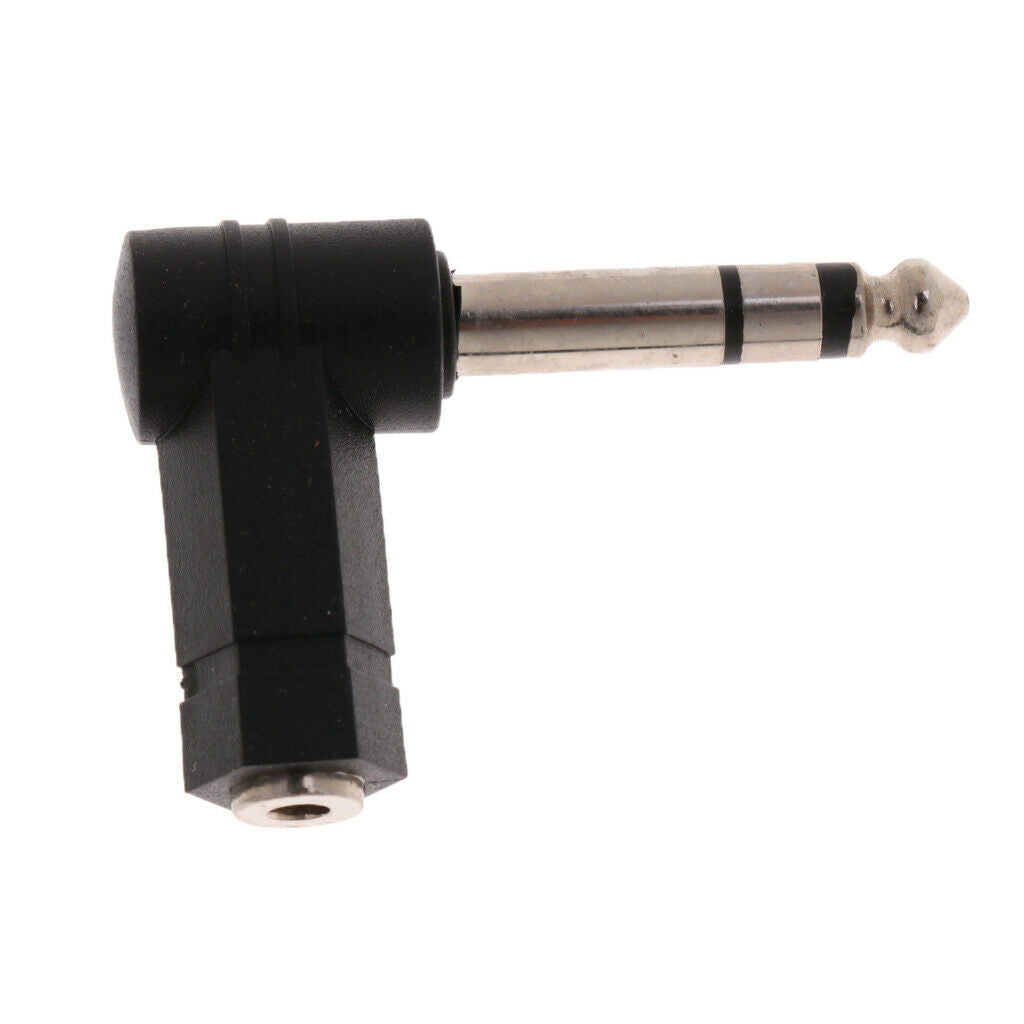 6.35mm 1/4" Plug to 3.5mm 1/8" Jack Right Angle 90° MIC Headset Audio Video