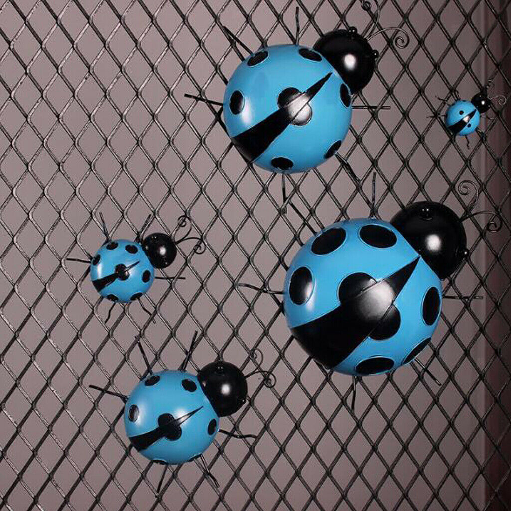 10Pieces Iron Ladybug Wall Decor Lifelike Wall Sculpture Artistic Indoor Outdoor