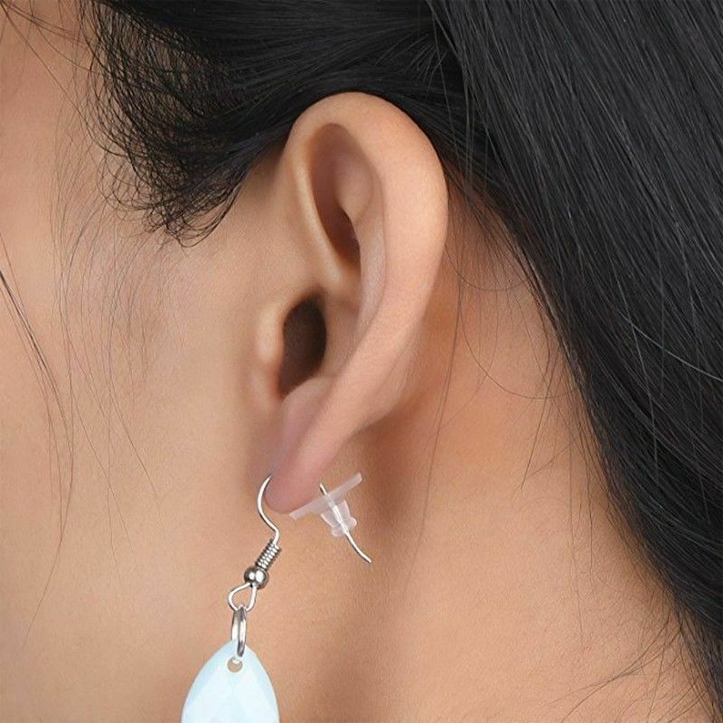 100pc Clear Rubber Earring Safety Back Bullet Clutch Earring Pad Jewelry Finding