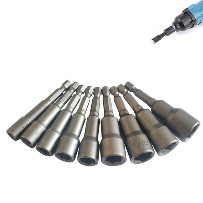 Screwdriver Set Bits Sets Tools Hex Socket Sleeve Nozzles 9pcs/set 1/4 Nut Drive