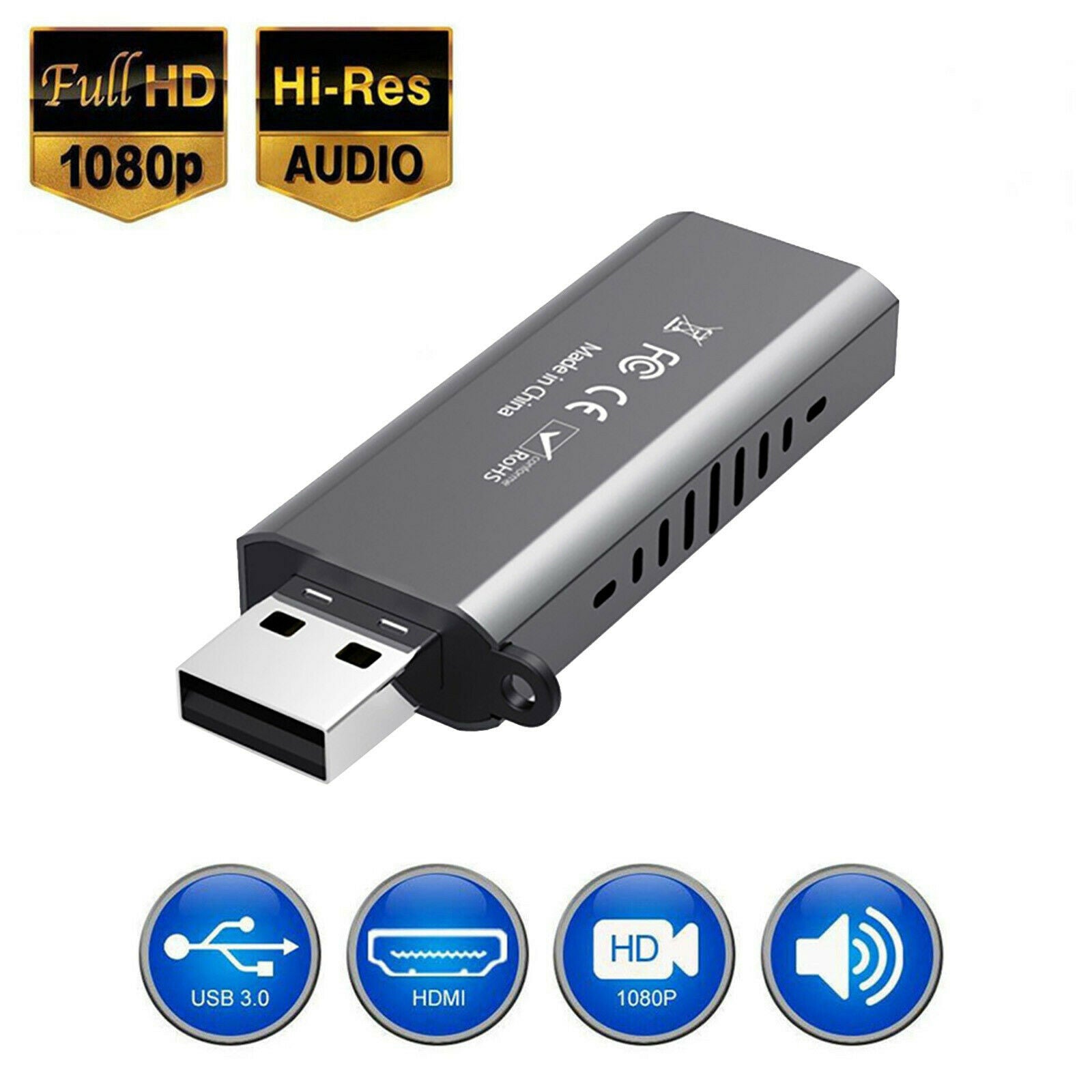 HDMI To USB 3.0 Video Capture Card 1080P HD Recorder Game/Video Live Streaming