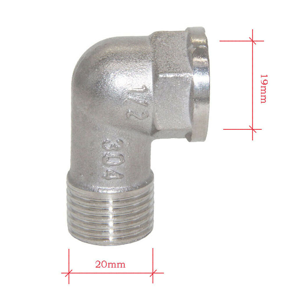 1/2" Double End Right Angle Pipe Fitting Threaded Elbow Connector DN15
