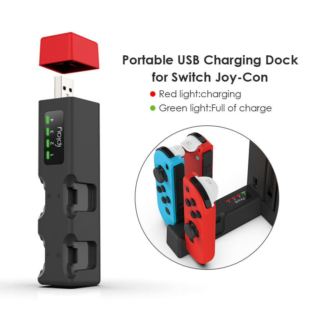 4 Port Joy-Con Controller Charging Dock for Nintend Switch with Indicator @