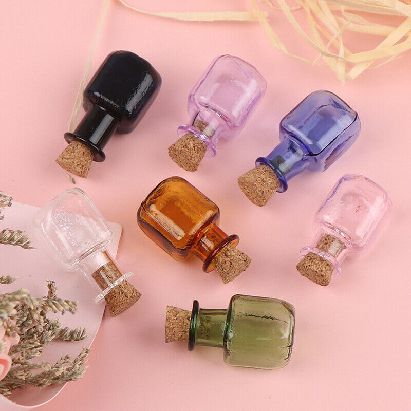 Mini Glass Color Bottles With Stopper Cork Rectangle DIY Little Bottle Xmas D TH