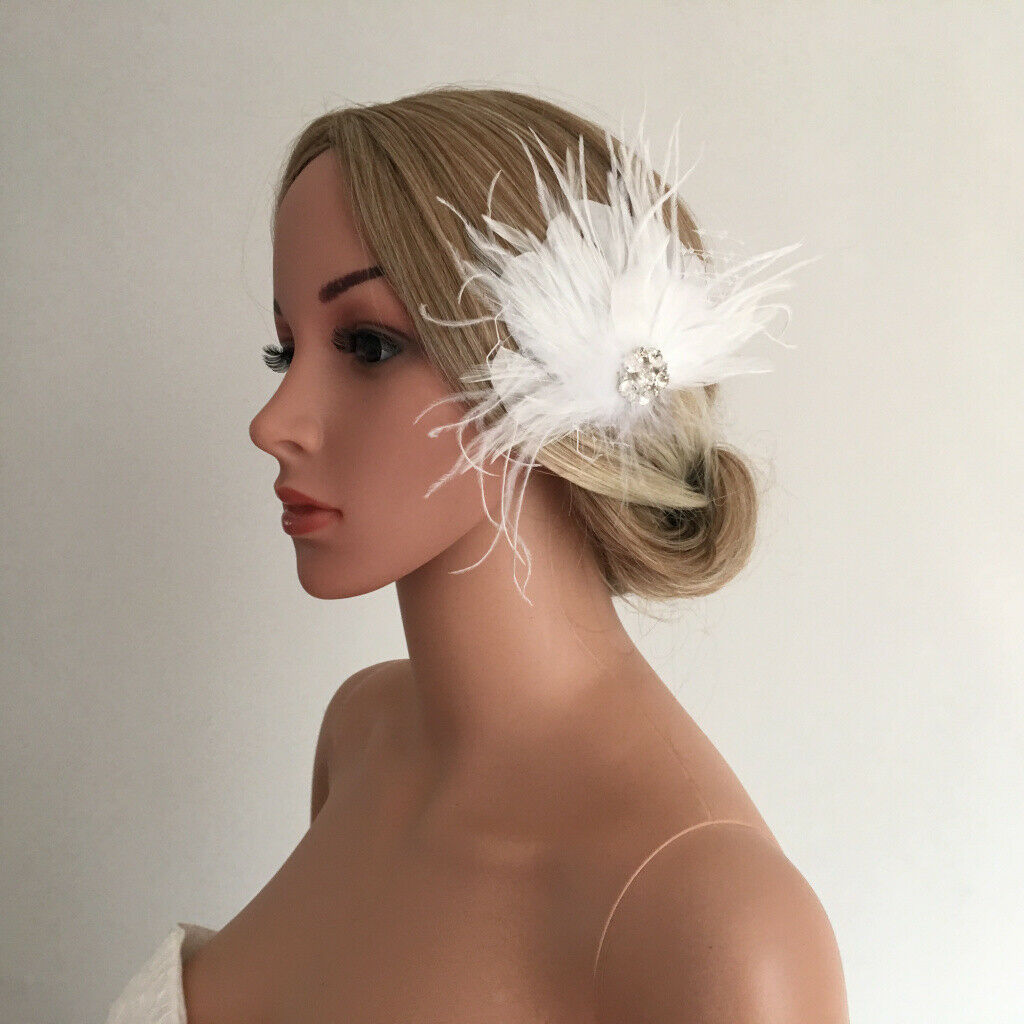 Wedding Party Women Lady Feather Hair Clip Brooch Fascinator Headpieces