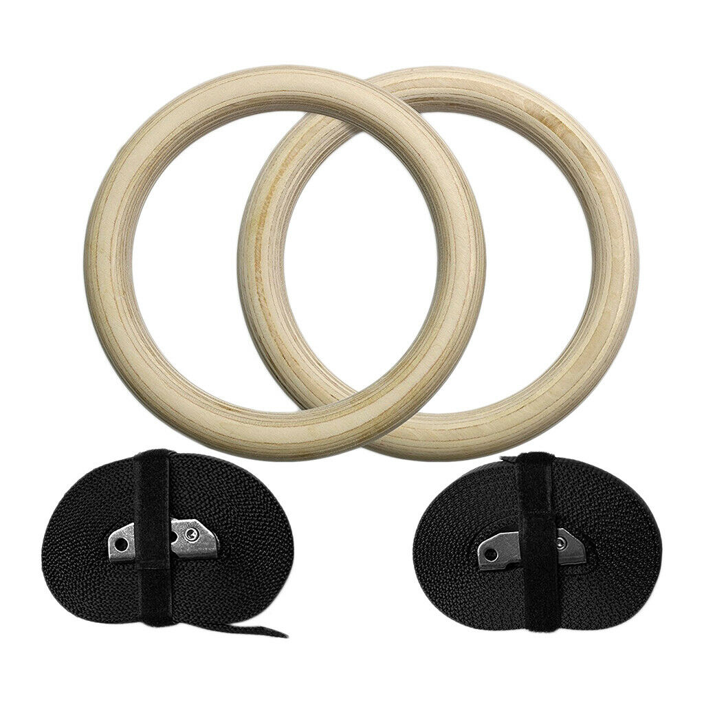 32mm Gym Rings Wood Gymnastic Rings Bodyweight Training Strength Equipment